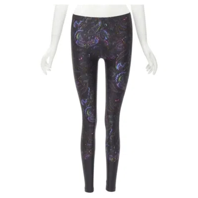 Pre-owned Louis Vuitton 2019 Black Blue Paisley Print Stretchy Legging Fr34 Xs Rare