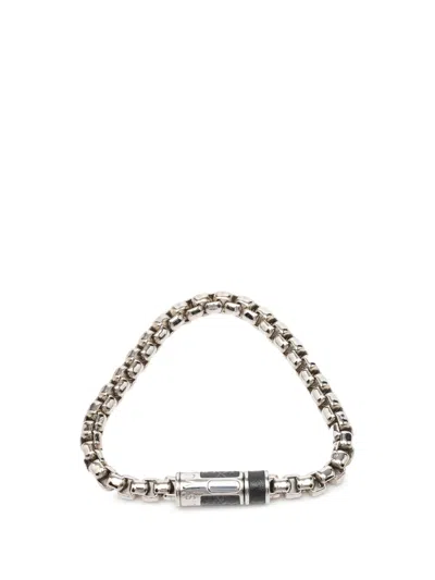 Pre-owned Louis Vuitton 2019 Brass Monogram Eclipse Chain Bracelet Costume Bracelet In Silver