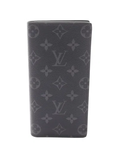 Pre-owned Louis Vuitton 2019 Brazza Monogram Eclipse Bi-fold Wallet In Black