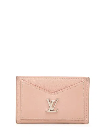 Pre-owned Louis Vuitton 2019 Calfskin Lockme Card Holder In Pink