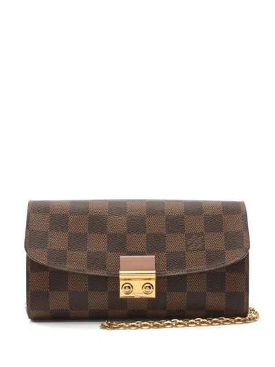 Pre-owned Louis Vuitton 2019 Croisette Wallet On Chain In Brown
