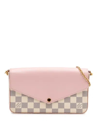 Pre-owned Louis Vuitton 2019 Damier Azur Calfskin Pochette Felicie Crossbody Bag