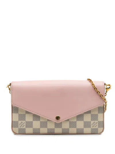 Pre-owned Louis Vuitton 2019 Damier Azur Calfskin Pochette Felicie Crossbody Bag