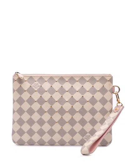 Pre-owned Louis Vuitton 2019 Damier Azur City Pouch Clutch Bag In White