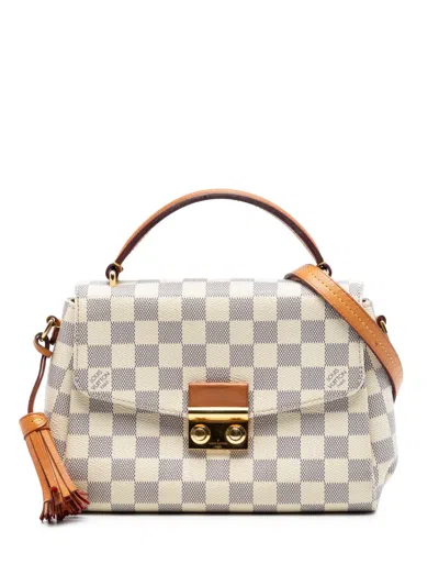 Pre-owned Louis Vuitton 2019 Damier Azur Croisette Satchel In White