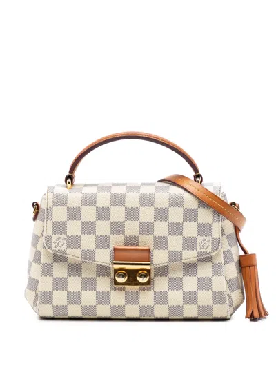Pre-owned Louis Vuitton 2019 Damier Azur Croisette Satchel In White