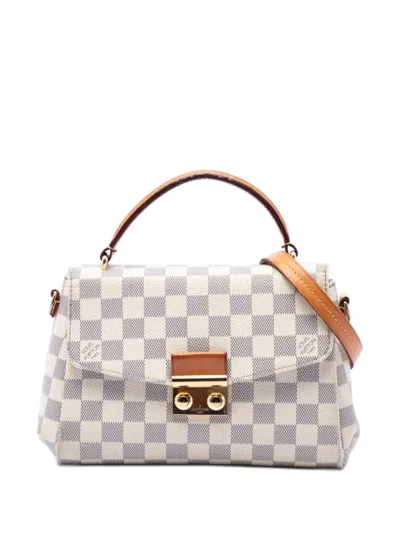 Pre-owned Louis Vuitton 2019 Damier Azur Croisette Satchel In White