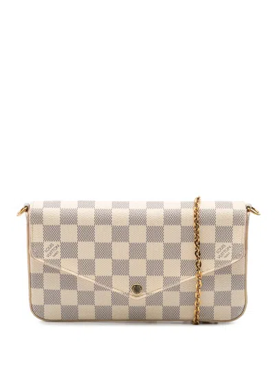 Pre-owned Louis Vuitton 2019 Damier Azur Pochette Felicie Crossbody Bag In White