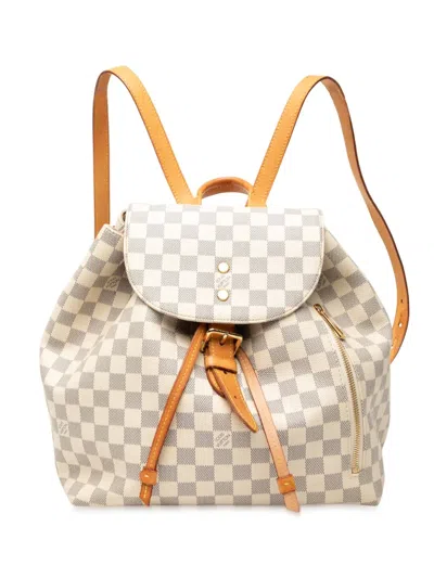 Pre-owned Louis Vuitton 2019 Damier Azur Sperone Backpack In White