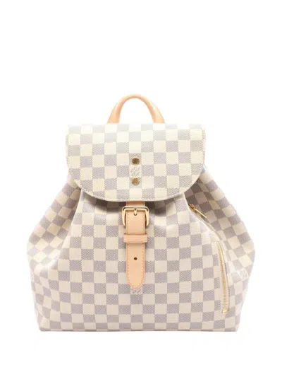 Pre-owned Louis Vuitton 2019 Damier Azur Sperone Backpack In White