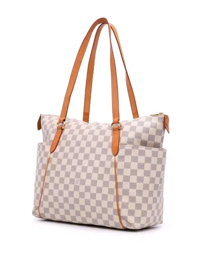Pre-owned Louis Vuitton 2019 Damier Azur Totally Mm Tote Bag In White