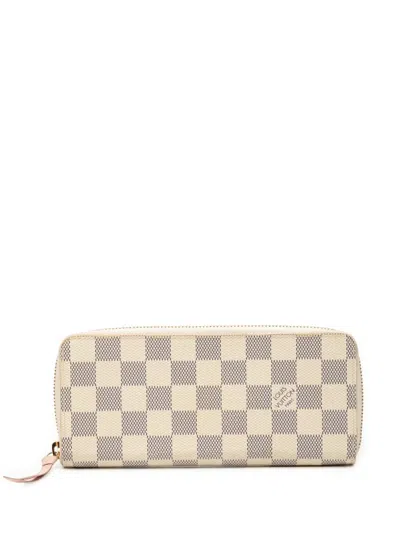 Pre-owned Louis Vuitton 2019 Damier Azur Zippy Wallet Long Wallets In White