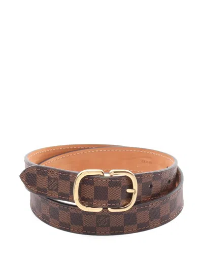 Pre-owned Louis Vuitton 2019 Damier Buckle Belt In Brown