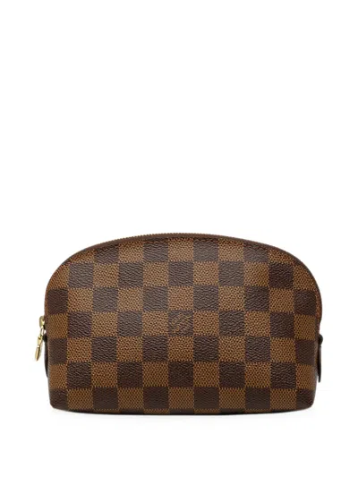Pre-owned Louis Vuitton 2019 Damier Ebene Cosmetic Pm Pouch In Brown