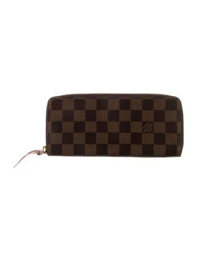 Pre-owned Louis Vuitton 2019 Damier Ebene Pattern Clemence Wallet In Brown