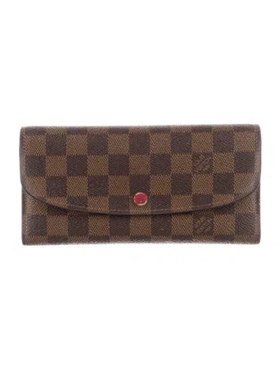 Pre-owned Louis Vuitton 2019 Damier Ebene Pattern Emilie Wallet In Brown