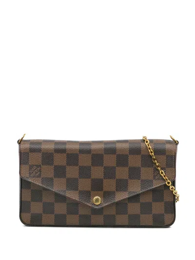 Pre-owned Louis Vuitton 2019 Damier Ebene Pochette Felicie Crossbody Bag In Brown