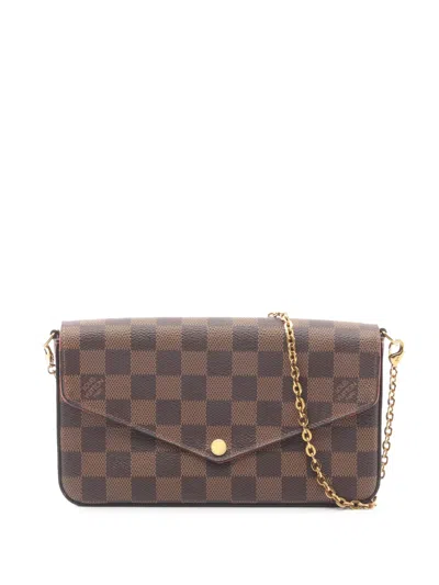 Pre-owned Louis Vuitton 2019 Damier Ebene Pochette Felicie Crossbody Bag In Brown