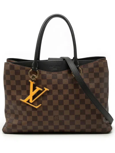 Pre-owned Louis Vuitton 2019 Damier Ebene Riverside Satchel In Black