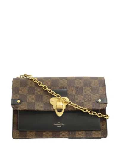 Pre-owned Louis Vuitton 2019 Damier Ebene Vavin Wallet On Chain Crossbody Bag In Black