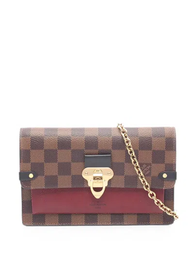 Pre-owned Louis Vuitton 2019 Damier Ebene Vavin Wallet On Chain Crossbody Bag In Brown
