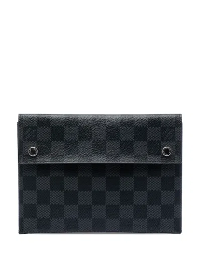 Pre-owned Louis Vuitton 2019 Damier Graphite Alpha Pochette Mm Clutch Bag In Black