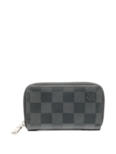 Pre-owned Louis Vuitton 2019 Damier Graphite Zip Coin Purse In Gray