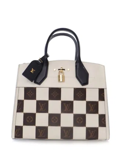 Pre-owned Louis Vuitton 2019 Damier Tressage City Steamer Mm Satchel In White