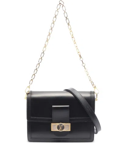 Pre-owned Louis Vuitton 2019 Dauphine Mm Leather Shoulder Bag In Black