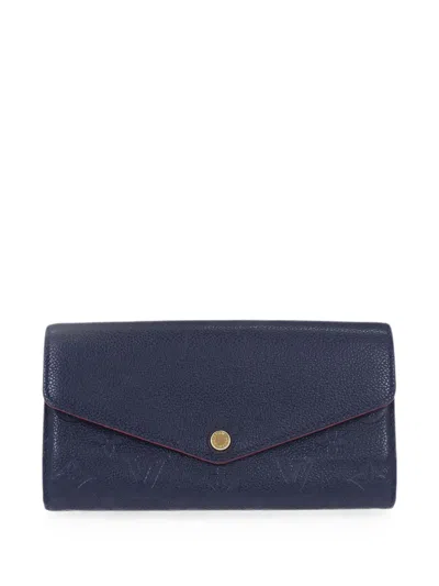 Pre-owned Louis Vuitton 2019 Empreinte Portefeuille Sarah Wallet In Blue