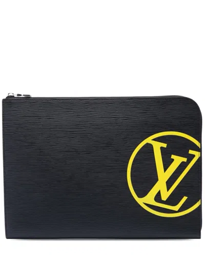 Pre-owned Louis Vuitton 2019 Epi Initials Circle Pochette Jour Gm Clutch Bag In Black