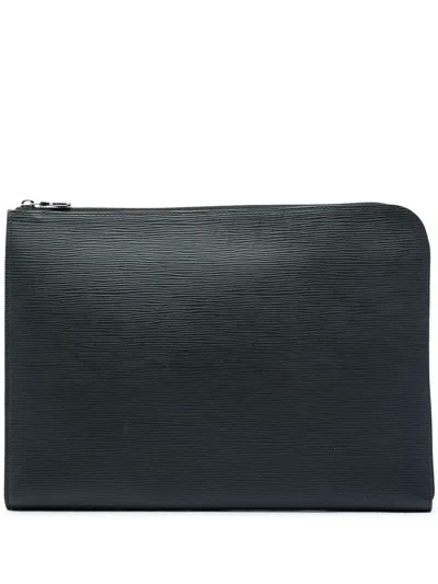 Pre-owned Louis Vuitton 2019 Epi Pochette Jour Gm Clutch Bag In Black