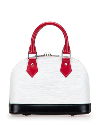 Pre-owned Louis Vuitton 2019 Epi Tricolor Alma Bb Satchel In White