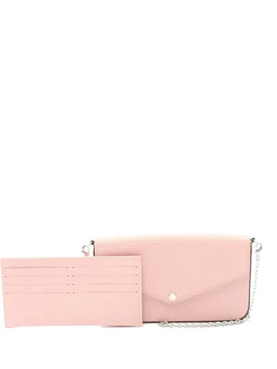 Pre-owned Louis Vuitton 2019 Felicie Ep- Leather Chain Clutch Bag In Pink