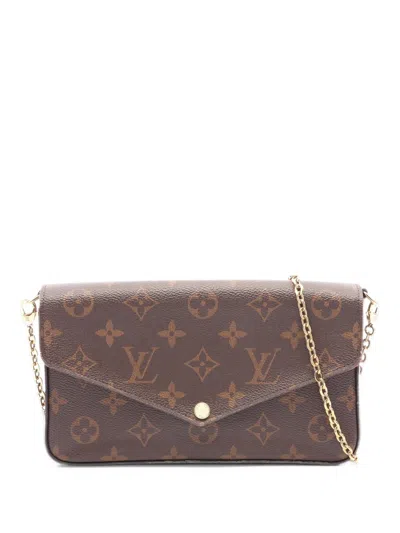 Pre-owned Louis Vuitton 2019 Félicie Pochette Monogram Chain Wallet In Brown