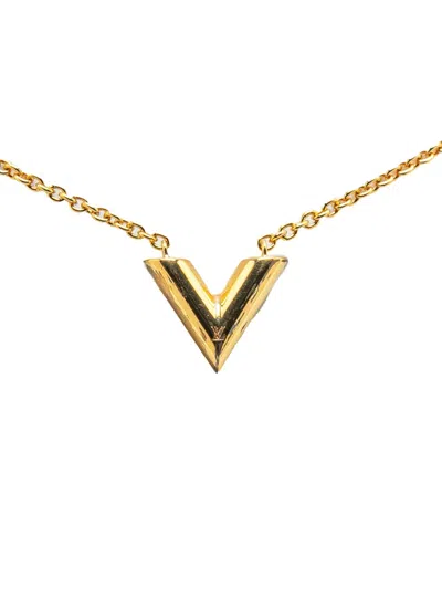 Pre-owned Louis Vuitton 2019 Gold Plated Essential V Necklace Costume Necklace