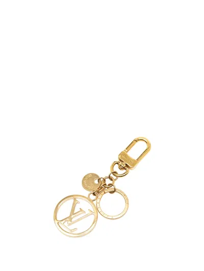 Pre-owned Louis Vuitton 2019 Gold Plated Lv Circle Holder And Bag Charm Key Chain