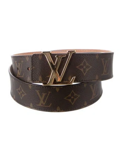 Pre-owned Louis Vuitton 2019 Initiales 40mm Reversible Belt In Brown