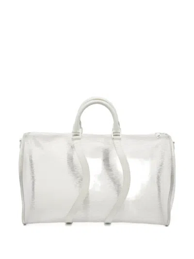 Pre-owned Louis Vuitton 2019 Keepall Bandouliere 50 Tote Bag In White