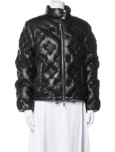 Pre-owned Louis Vuitton 2019 Leather Down Jacket In Black