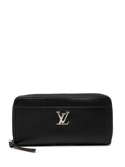 Pre-owned Louis Vuitton 2019 Leather Lockme Zippy Wallet Long Wallets In Black