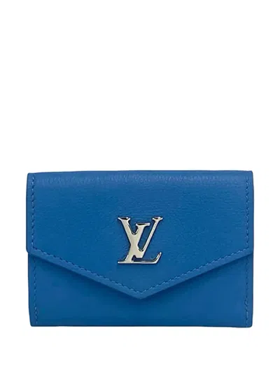 Pre-owned Louis Vuitton 2019 Leather Lockmini Compact Wallet Small Wallets In Blue