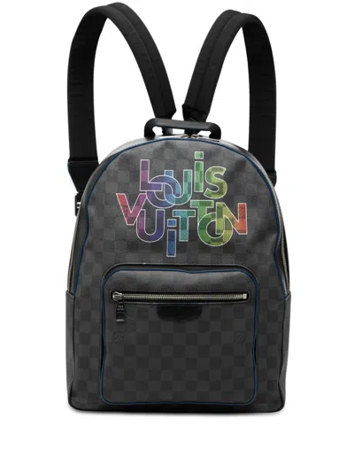 Pre-owned Louis Vuitton 2019 Limited Edition Damier Graphite Logo Rainbow Josh Backpack In Black