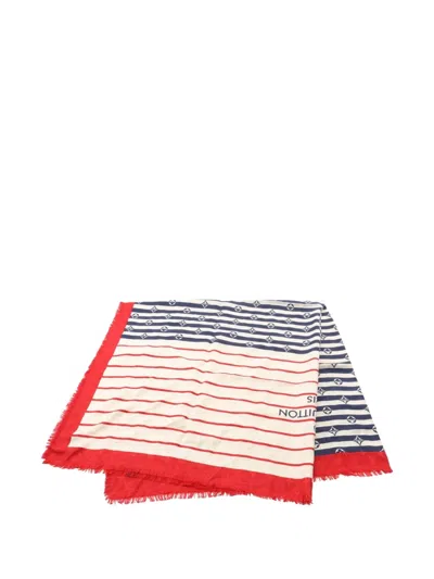 Pre-owned Louis Vuitton 2019 Lv Escale Etor Pareo Summer Stripe Shawl In Blue