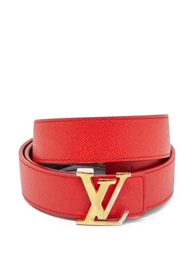 Pre-owned Louis Vuitton 2019 Lv Initiales Reversible Belt In Red