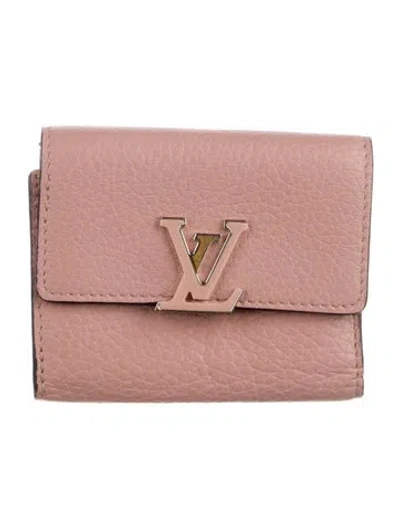 Pre-owned Louis Vuitton 2019 Lv Monogram Capucines Compact Wallet In Pink