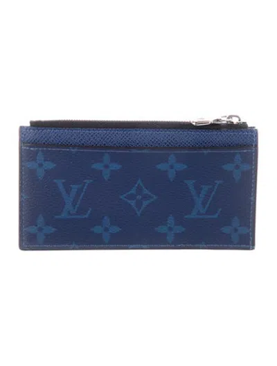 Pre-owned Louis Vuitton 2019 Lv Monogram Card Case In Blue