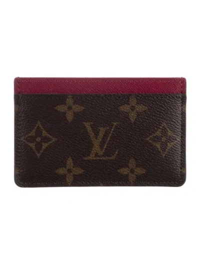 Pre-owned Louis Vuitton 2019 Lv Monogram Card Holder In Brown/burgundy