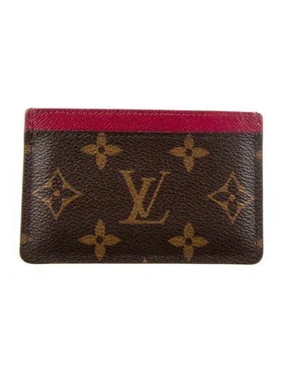 Pre-owned Louis Vuitton 2019 Lv Monogram Card Holder In Brown/pink