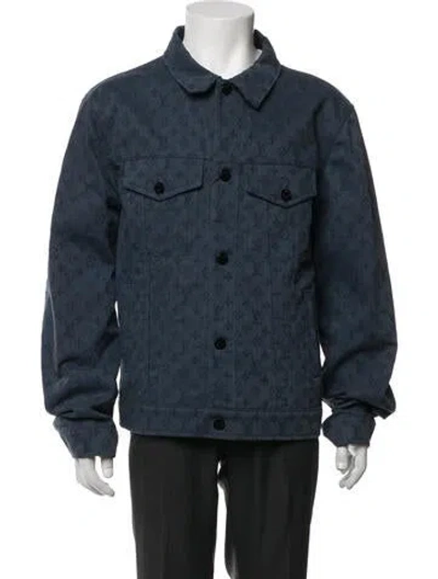 Pre-owned Louis Vuitton 2019 Lv Monogram Trucker Jacket W/ Tags In Blue